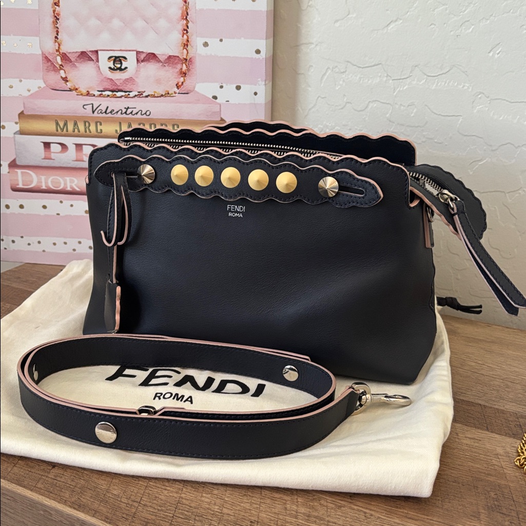 Fendi Medium By The Way Scalloped Leather Bag With Dustbag